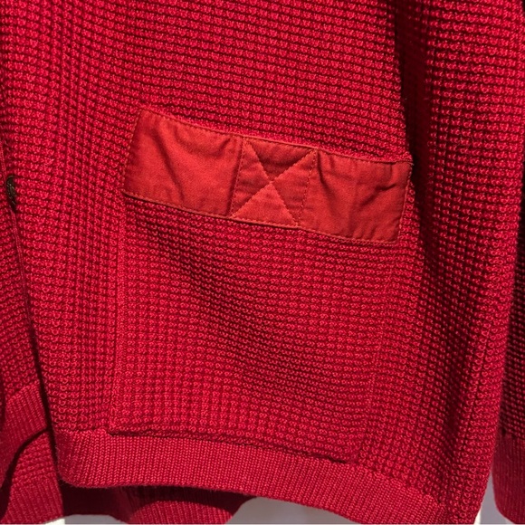 Green Coast Yachting Made In Italy Cable Merino Knit Cardigan Red Sweater Large - Picture 6 of 12